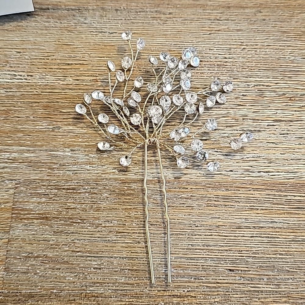 Bridal Crystal Tree Hair pin in gold tone